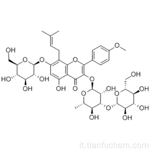 3 - [(6-desossi-3-O-beta-D-glucopiranosil-alfa-L-mannopyranosyl) ossi] -7- (beta-D-glucopyranosyloxy) -5-idrossi-2- (4-metossifenil) -8 - (3-metil-2-buten-1-il) -4H-1-benzopiran-4-one CAS 140147-77-9
